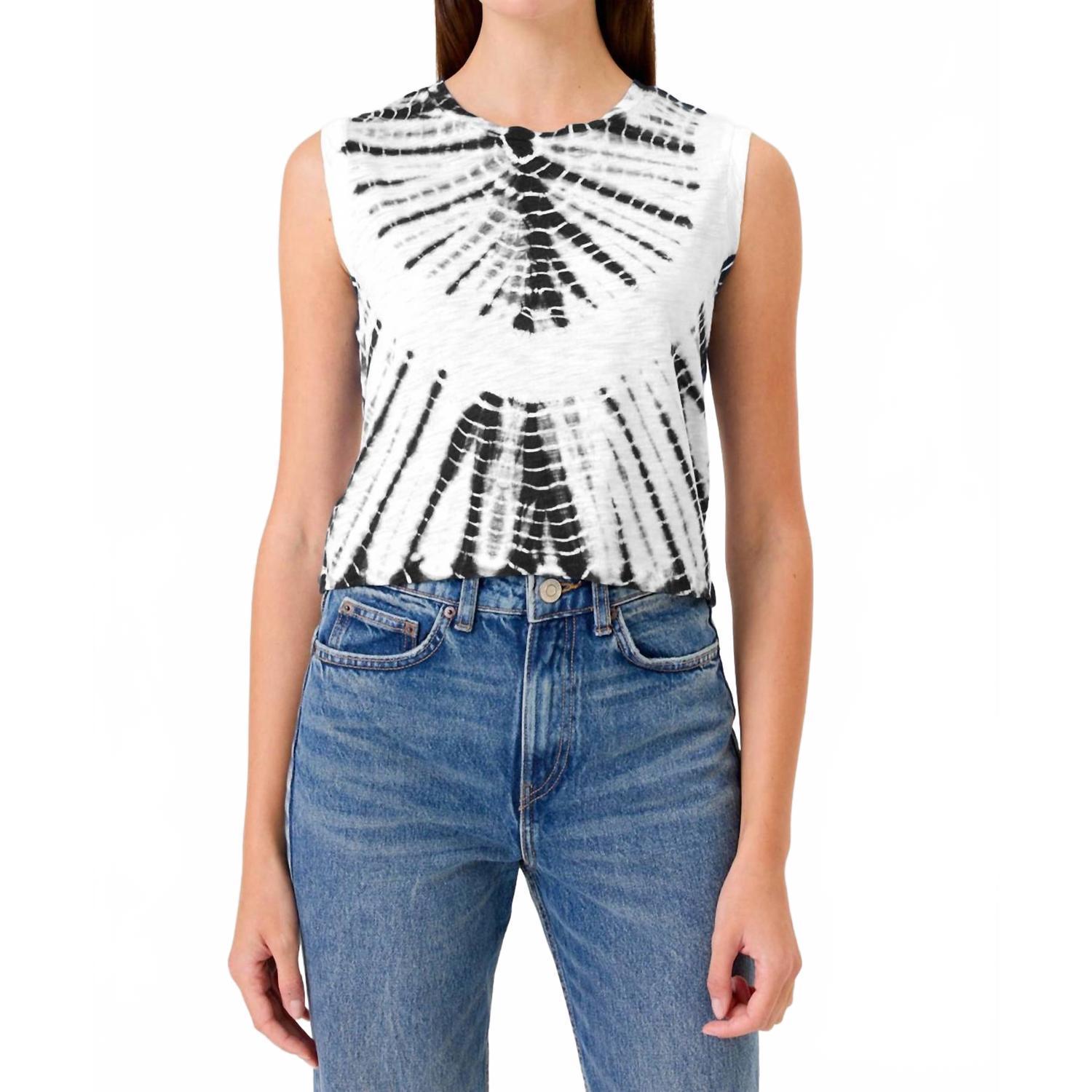 New Goldie Astral Tie Dye Crop Tank In White/ Black